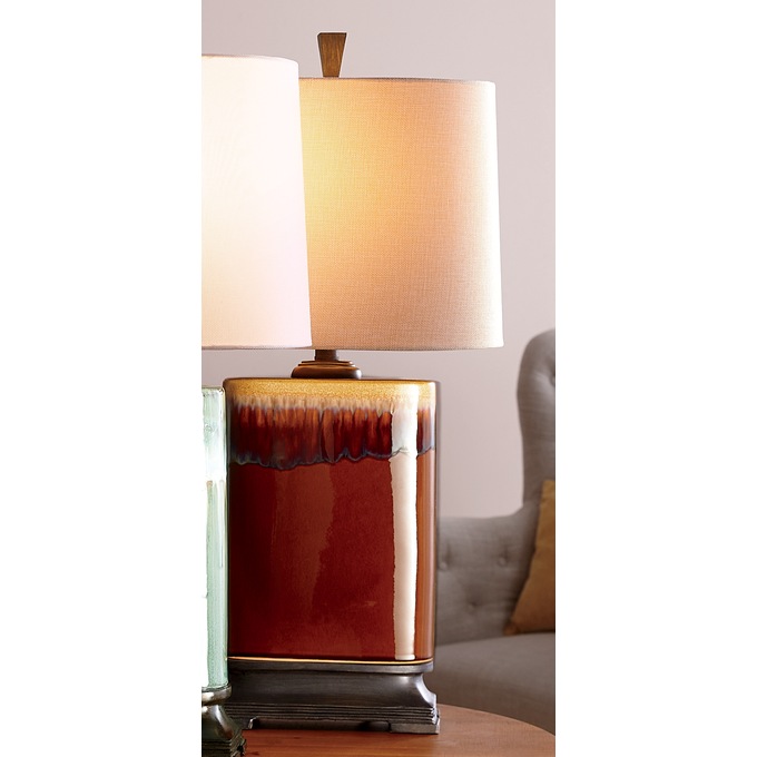 Glazed Table Lamp, Red, large