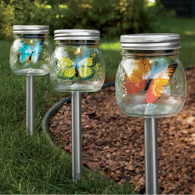 3-Piece Solar Lights with Butterfly Set, , large