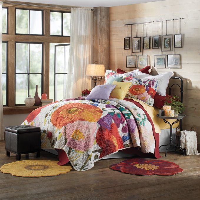 Floral Garden Oversized Quilt and Sham, , large