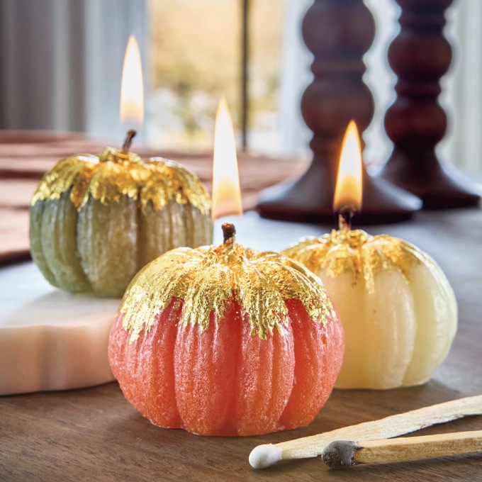 Set of 3 Heirloom Pumpkin Candles, Multi, large