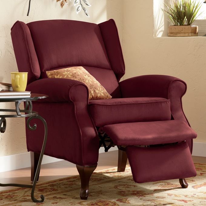 Burgundy online wingback recliner