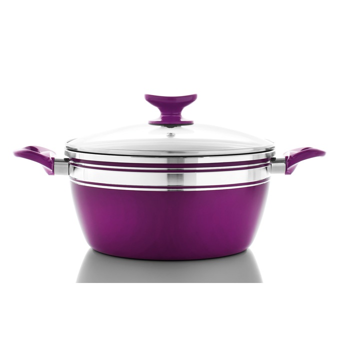 Chef Tested 8-Piece Ceramic Banded Cookware Set by Wards, Purple, large