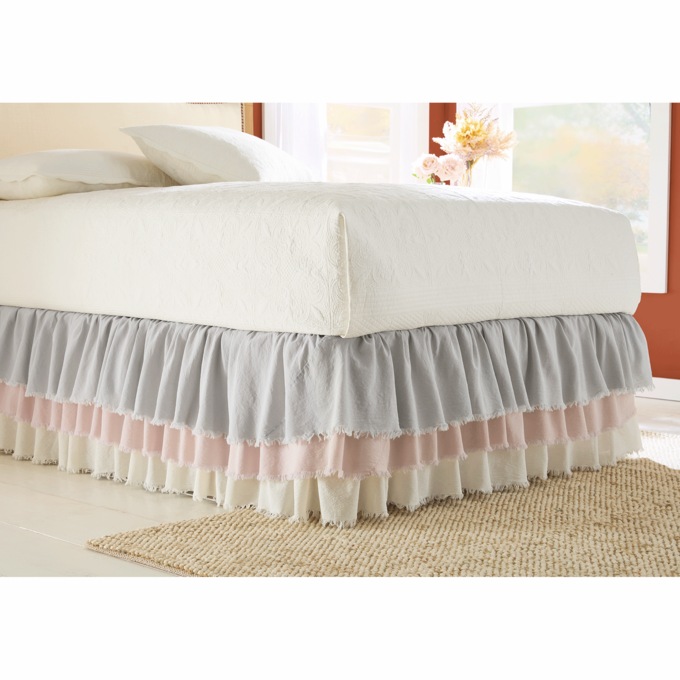 Raw-Edge Ruffled Bedskirt, , large