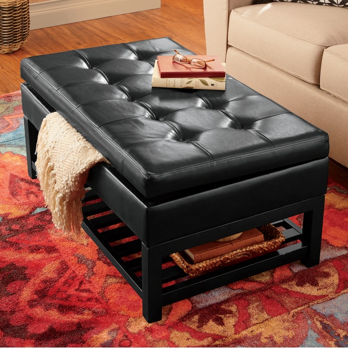 Hudson Storage Bench, Black, large