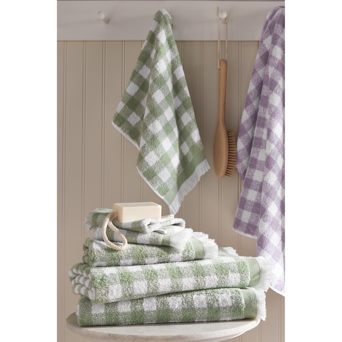 Bliss 6-Piece Towel Set, Basil Gingham, large