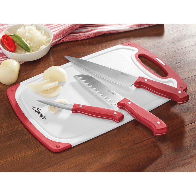 Ginny's 3-Piece Knife Set with Cutting Board, Delicious Red, large