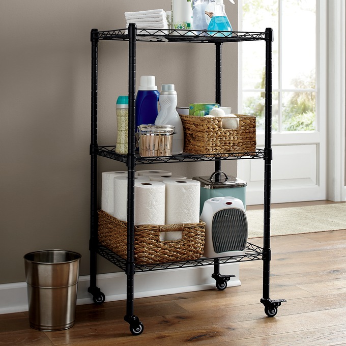 3-Tier Thin Mobile Tower Shelves, , large