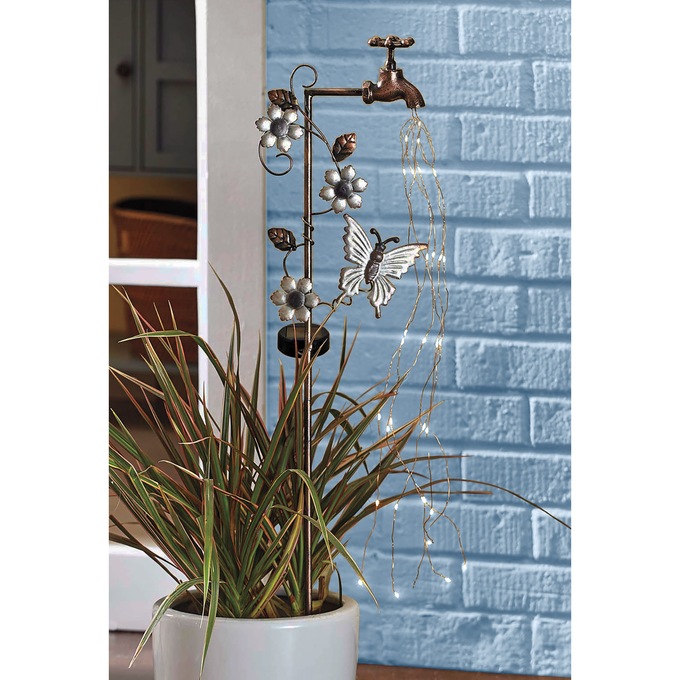 Butterfly Faucet Solar Stake, , large
