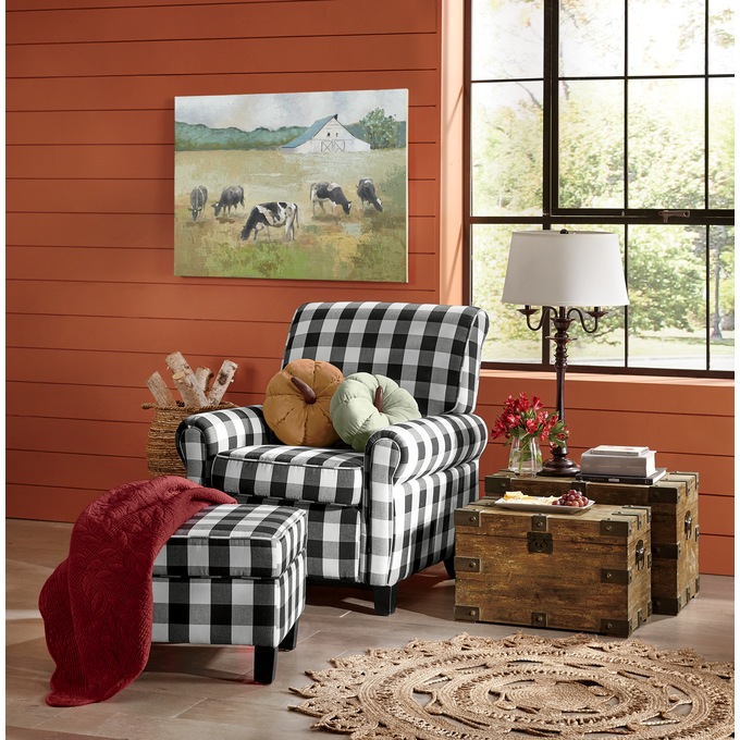 Buffalo Check Armchair and Ottoman Country Door