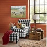 Buffalo Check Armchair and Ottoman, Black Cream, large