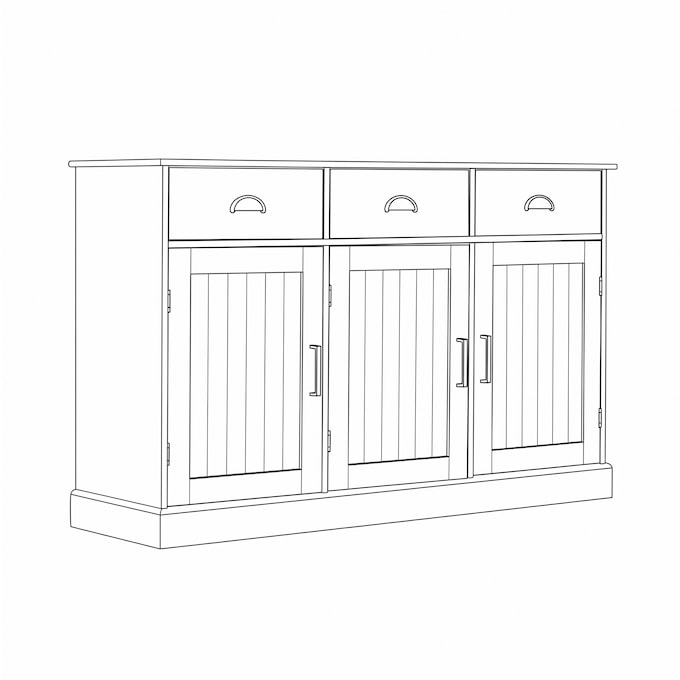 Miller Shaker-Style Sideboard Buffet Cabinet, Black, large