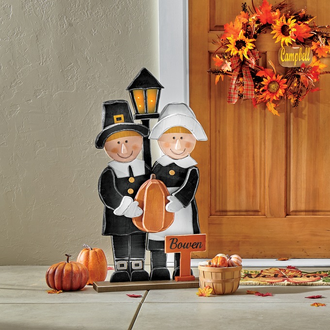 Chunky Wood Cutouts Lighted Pilgrims, , large