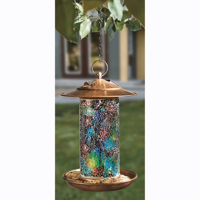 Solar Mosaic Bird Feeder, , large