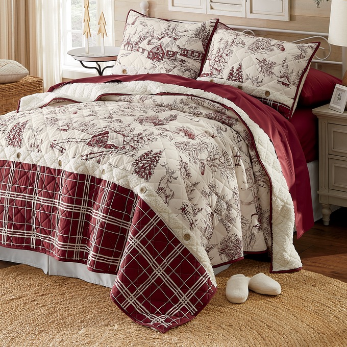Frosty Farmhouse Sherpa Quilt and Sham Country Door