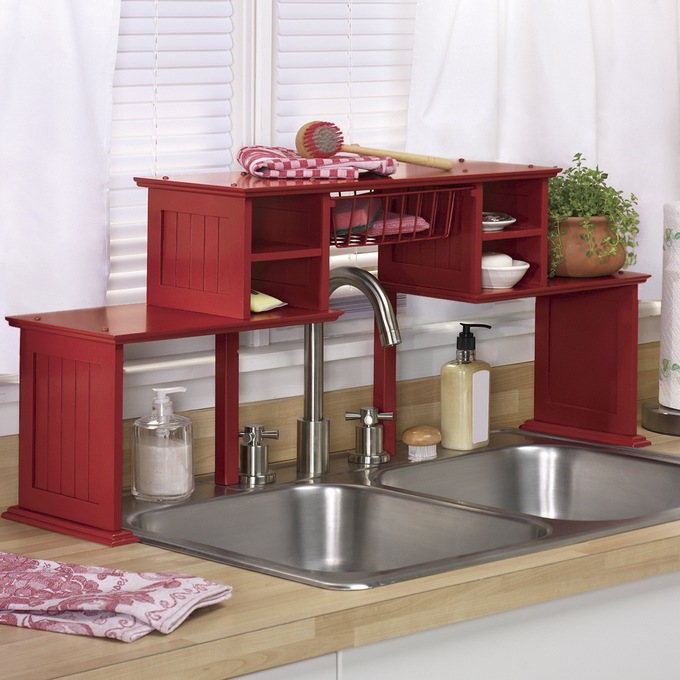 Colorblock Over-the-Sink Shelf - RED – StlouisOverstock.com