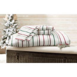 Holiday Stripe Flannel Sheet Set, , large