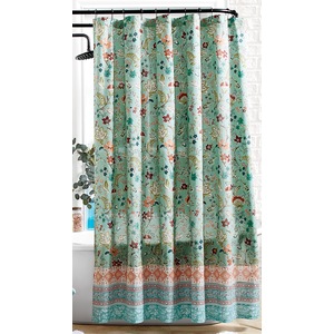 Anita Floral Patterned Shower Curtain, , large