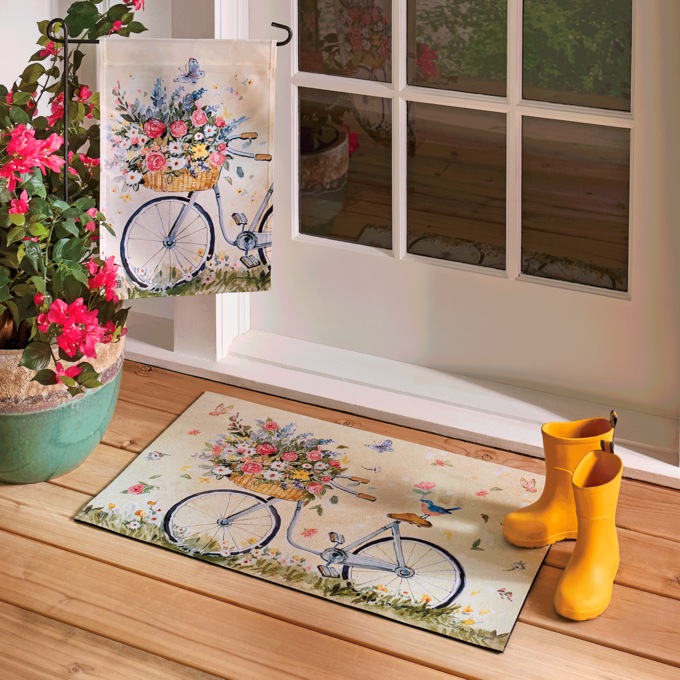 Summertime Ride Garden Flag and Indoor/Outdoor Mat, , large