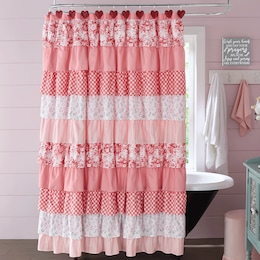 Valentine Tiered Shower Curtain, , large
