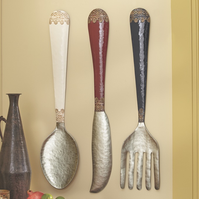Set Of 3 Knife Spoon Fork Wall Decor Country Door