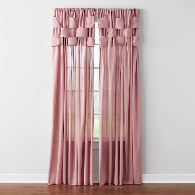 Semi-Sheer Basket-Weave Top Window Panel, , large
