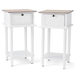 Set of 2 Wood Shutter Side Tables, , large