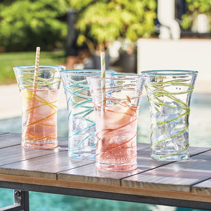 Set of 4 Assorted Swirl Acrylic Tumblers, , large