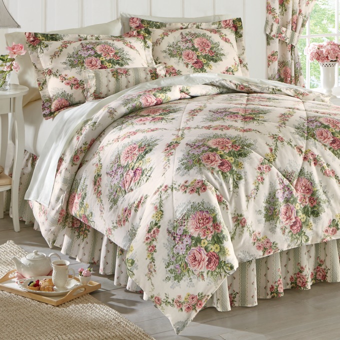 Cottage Rose Comforter Set, Window Treatments, Pillow and Shower Curtain, , large