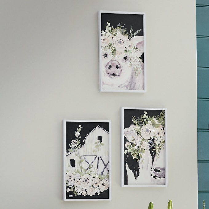 Black and White Floral Farmhouse Art, , large