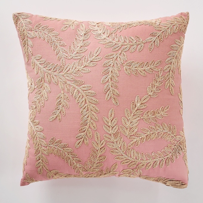 Jute Embroidered Accent Pillow, , large
