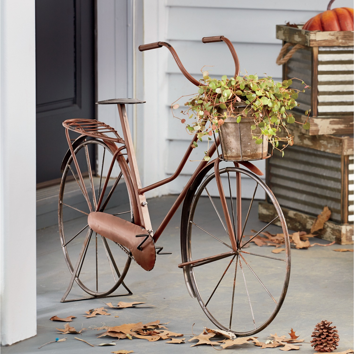 Bicycle With Flower Pot Holder Country Door Bicycle With Flower Pot Holder