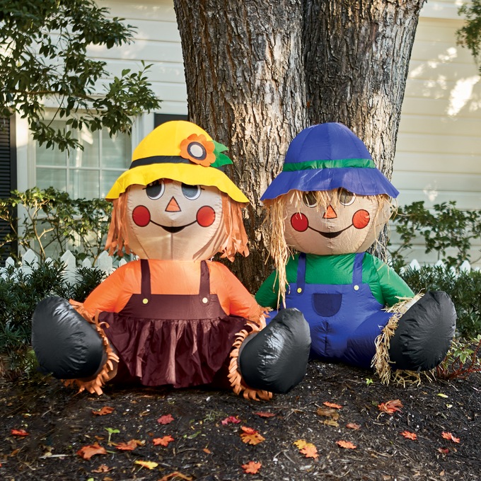 Set of 2 Harvest Scarecrow Inflatables, , large