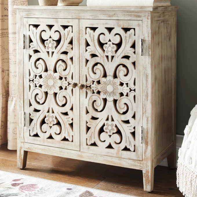Distressed Carved Cabinet, , large