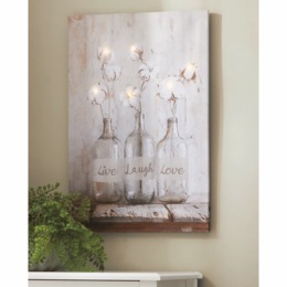 Lit Cotton Live Laugh Love Wall Art, , large