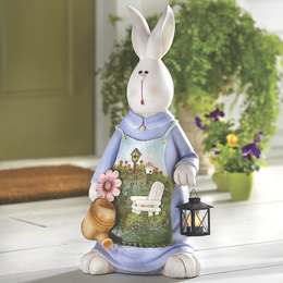 Adult Bunny Figure with Lantern, , large