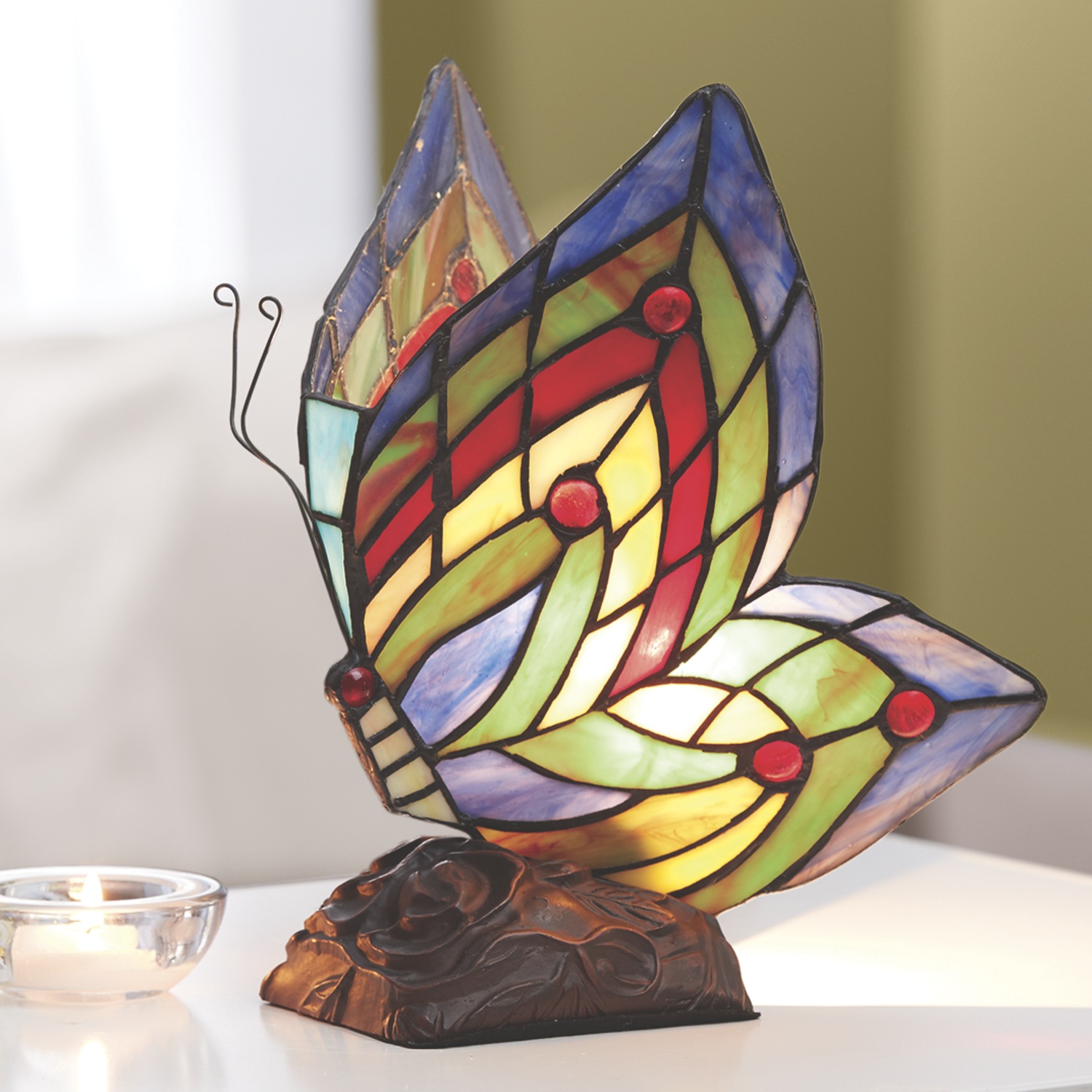 Stained Glass Butterfly Lamp Country Door