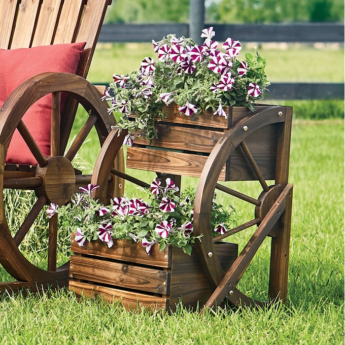 Wagon Wheel Tiered Planter, , large