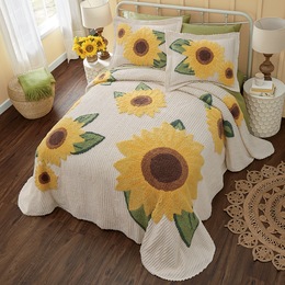 Sunflower Chenille Bedspread, , large