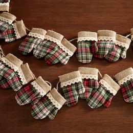 Plaid Mitten Garland, , large