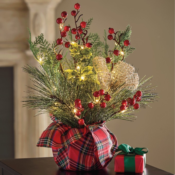 Rustic Greenery in Plaid Bag, , large