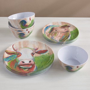 Melamine Farm Animal Dinnerware Set, , large