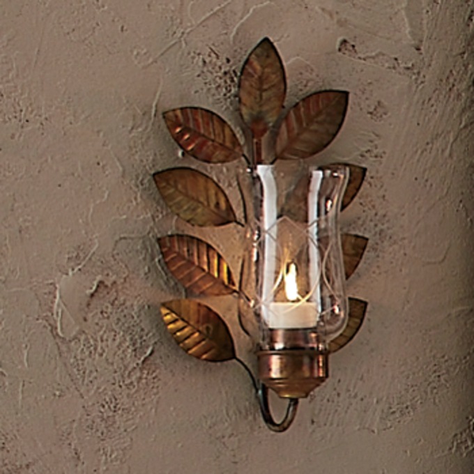 Leaf Sconce with Hurricane, , large