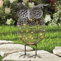 Solar Metal Garden Owl, , large