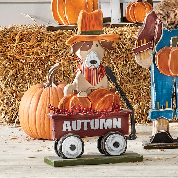 Chunky Wood Cutouts Lit Harvest Dog, , large