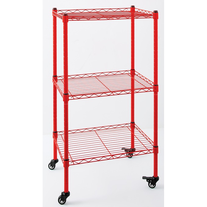 3-Tier Thin Mobile Tower Shelves, Delicious Red, large