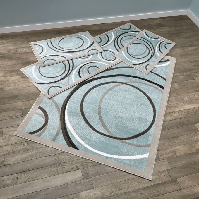 4-Piece Loops Rug Set, Light Blue, large