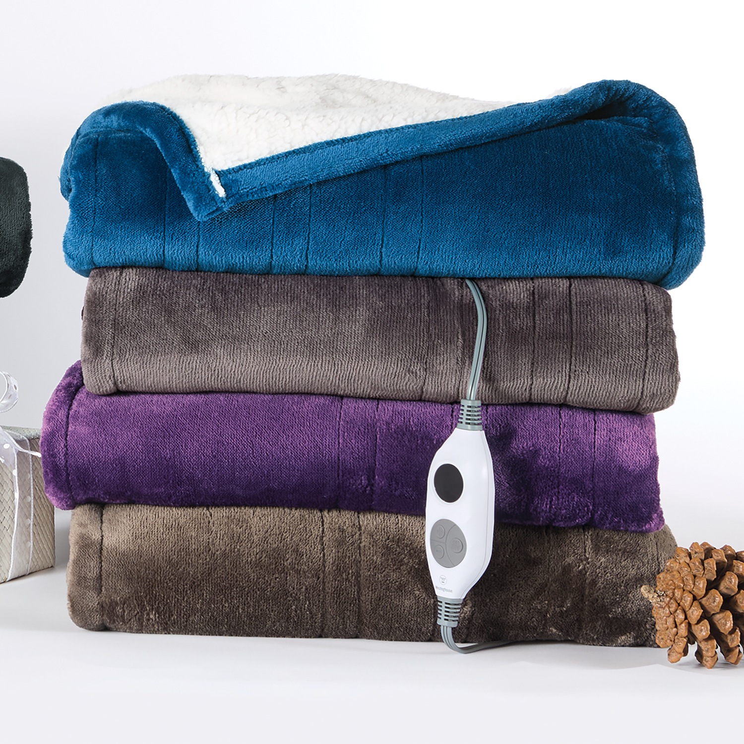 Velour sherpa heated throw clearance