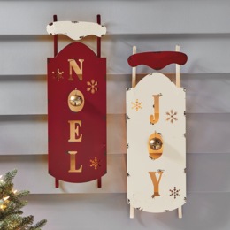 Joy or Noel Lit Sled Porch Sign, , large