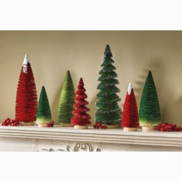 Set of 7 Bottlebrush Sisal Christmas Trees, , large