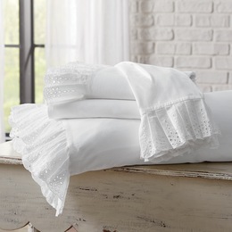 Eyelet Cotton Sheet Set, , large